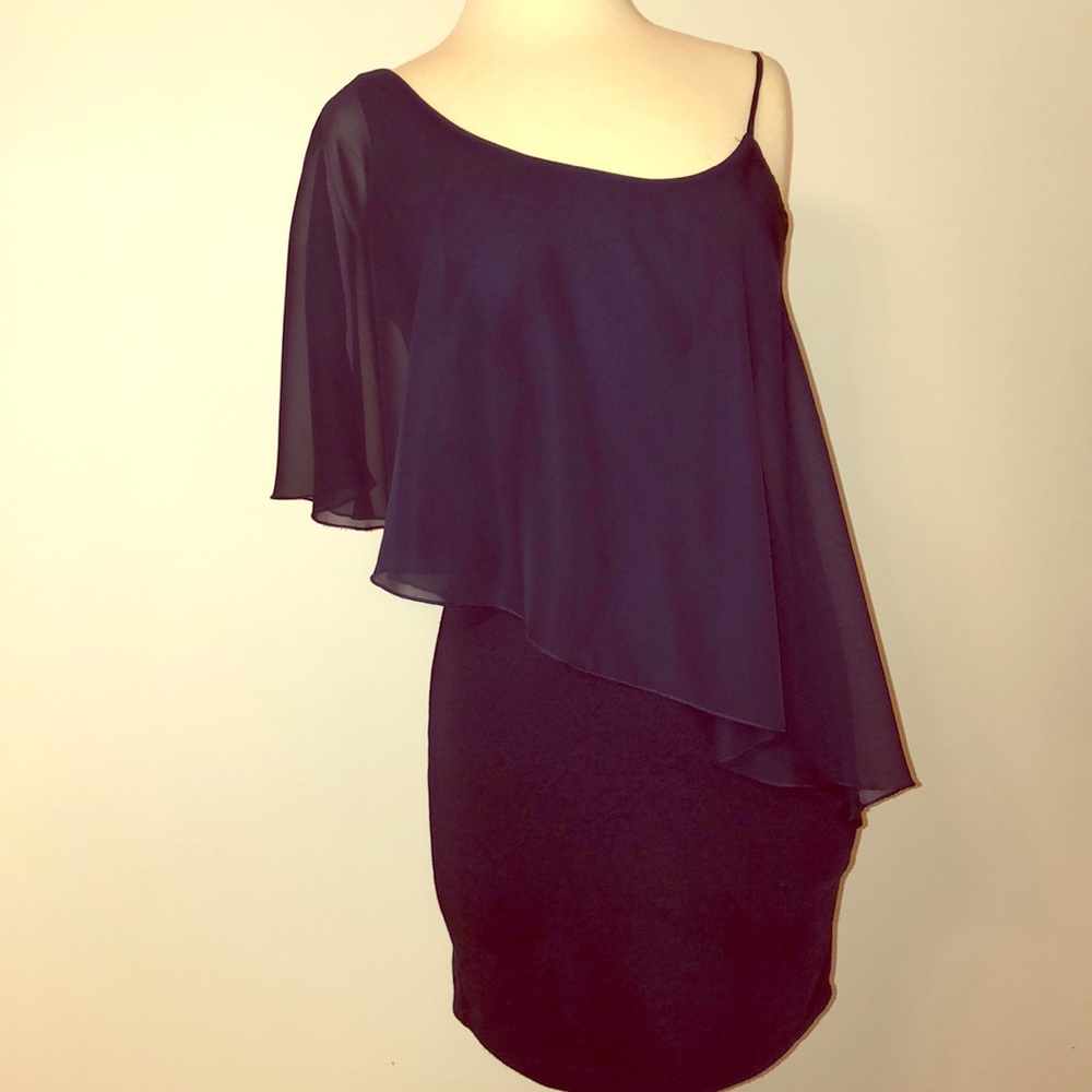 Off the shoulder dress.